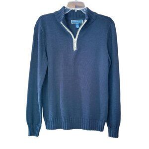 Karen Scott Women’s Black Quarter Zip Knit Sweater with Gold Trim Size M